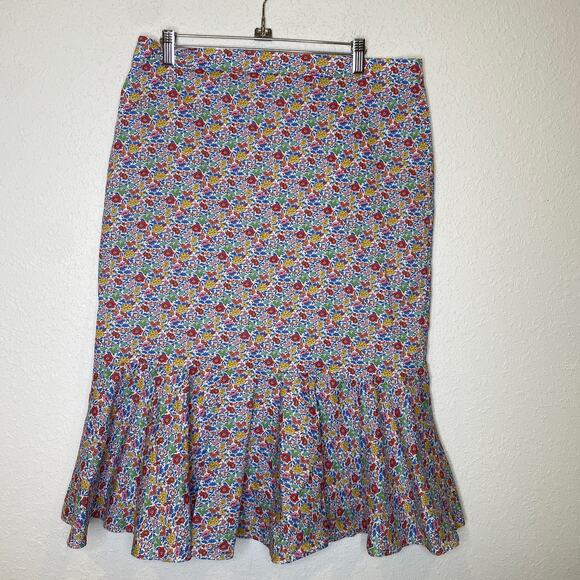 J.CREW Dresses & Skirts - J. Crew Liberty Fabric Floral Trumpet Hem Midi Skirt EUC Sz 14 Cotton